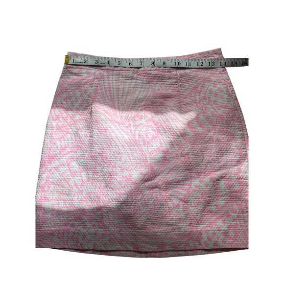 Lilly Pulitzer Womens Mini Skirt Pink White Sea Shell Print Cotton Size 2 - Picture 8 of 8